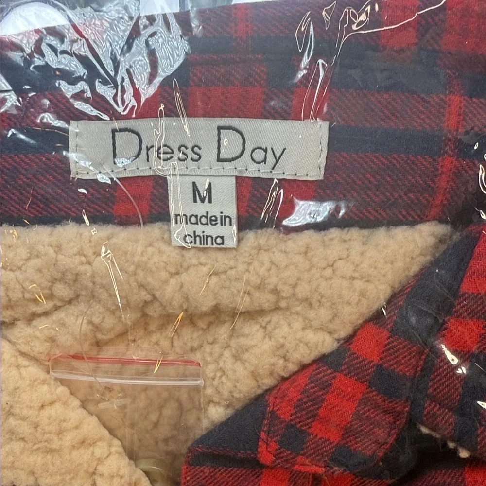 Plaid Red and Blue Teddy Jacket for Women - Picture 5 of 5